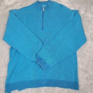 Tommy Bahama Golf Tb18 Mens 1/4 Zip Pullover‎ Blue Cotton Size X-Large